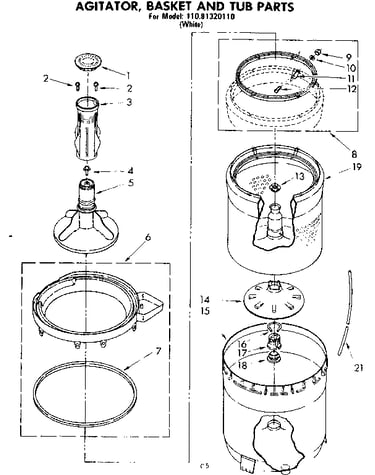 Agitator basket and tub parts