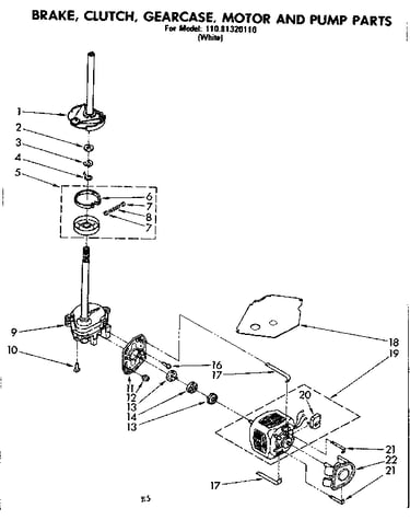 Brake clutch gearcase motor & pump parts