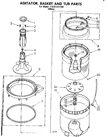 Agitator basket and tub parts
