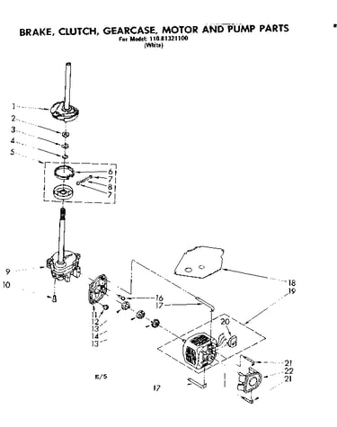 Brake clutch gearcase motor and pump parts