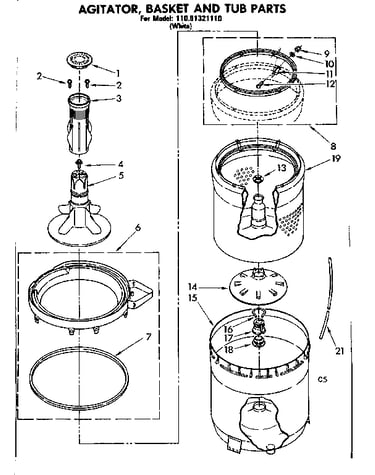 Agitator basket and tube parts