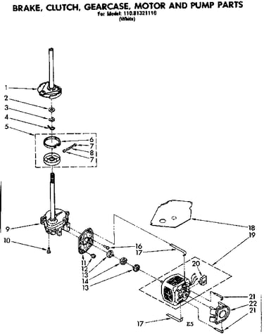Brake clutch gearcase motor & pump parts