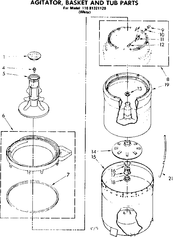 Agitator basket and tub parts