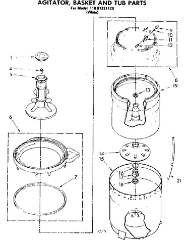Agitator basket and tub parts
