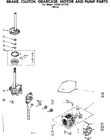 Brake clutch gearcase motor & pump parts