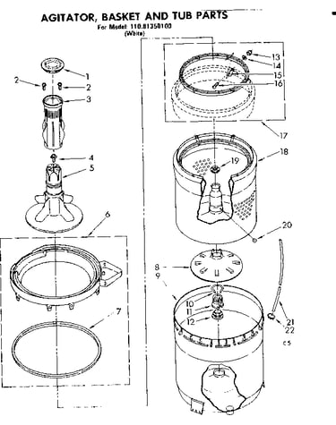 Agitator, basket and tub parts