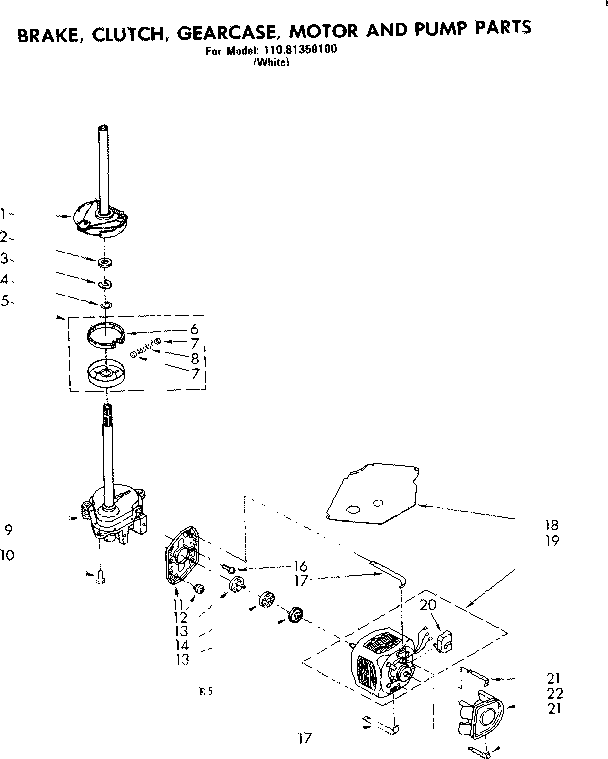 Brake clutch gearcase, motor & pump parts