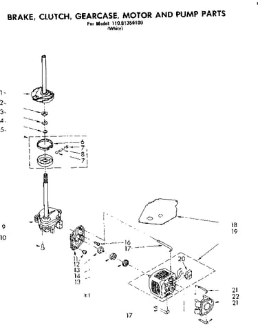 Brake clutch gearcase, motor & pump parts