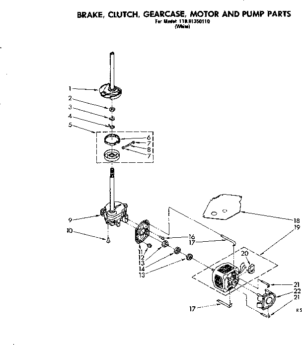 Brake clutch gearcase motor & pump parts