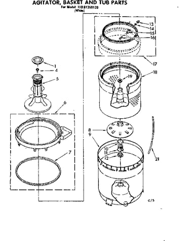 Agitator basket and tub parts