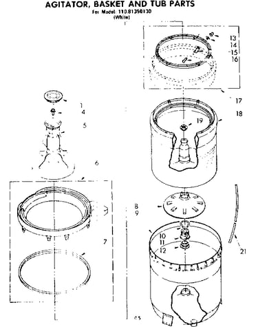 Agitator basket and tub parts