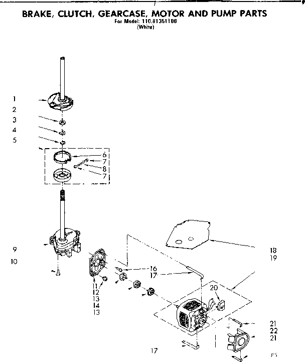 Brake, clutch, gearcase, motor and pump parts