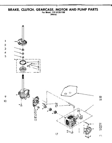 Brake, clutch, gearcase, motor and pump parts