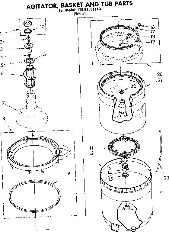 Agitator, basket and tub parts