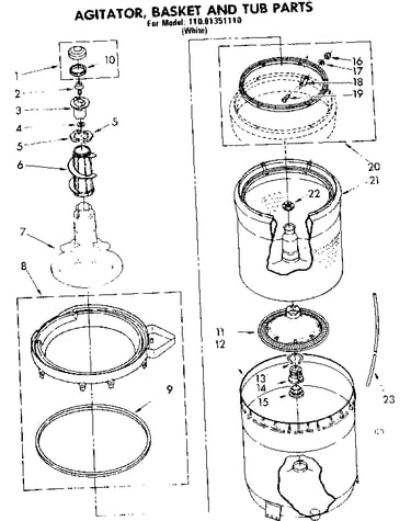 Agitator, basket and tub parts