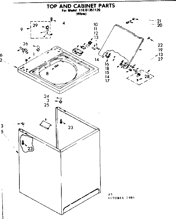 Top and cabinet parts