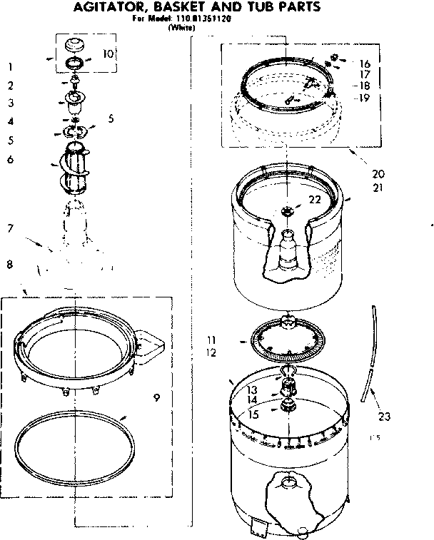 Agitator basket and tub parts