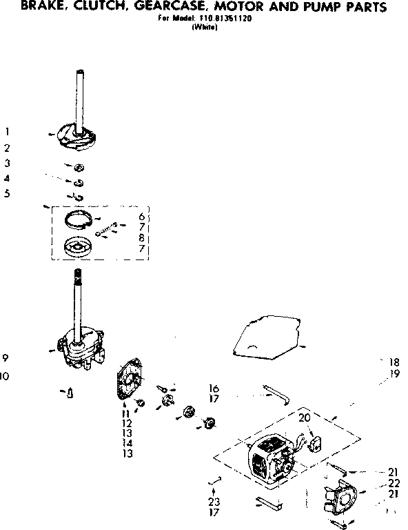 Brake clutch gearcase motor & pump parts