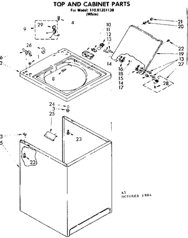 Top and cabinet parts