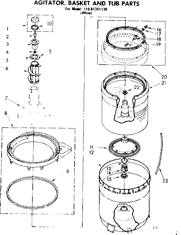 AGITATOR BASKET AND TUB PARTS