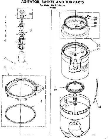 Agitator basket and tub parts