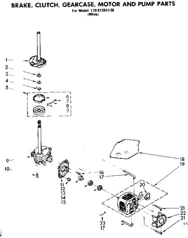 Brake clutch gearcase motor & pump parts