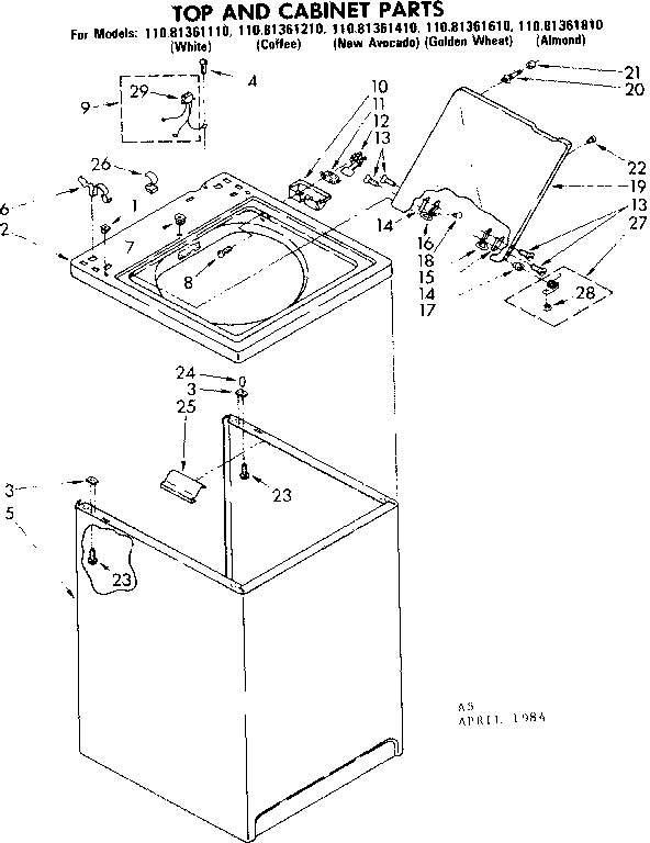 TOP AND CABINET PARTS