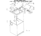 Kenmore 11081361410 top and cabinet parts diagram
