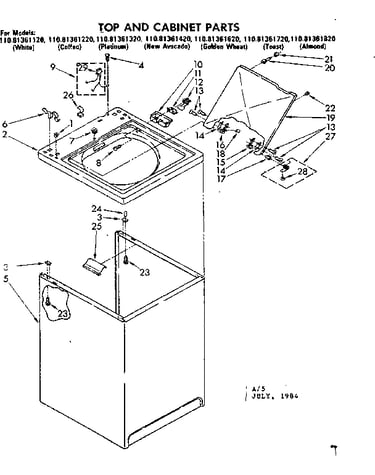 Top and cabinet parts