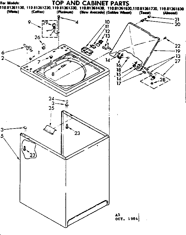 TOP AND CABINET PARTS