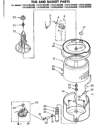 Tub and basket parts