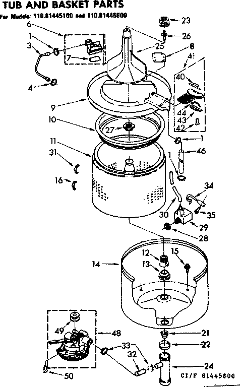 Tub and basket parts
