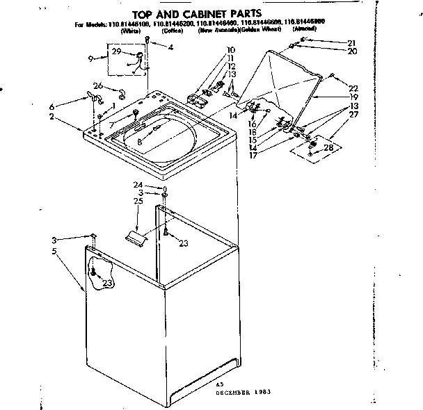 Top and cabinet parts