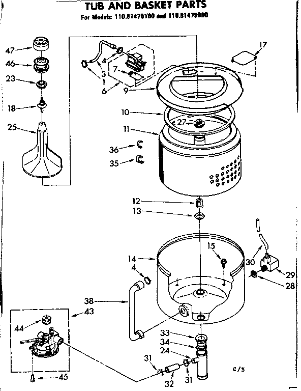 Tub and basket parts
