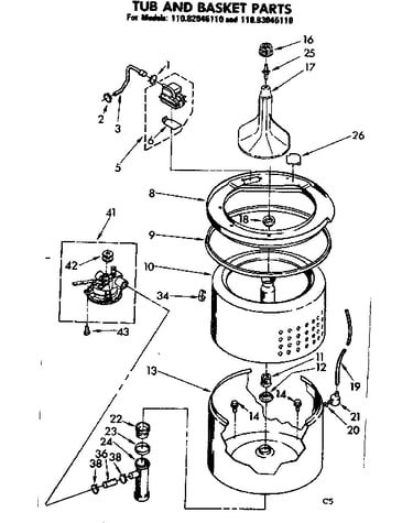 Tub and basket parts