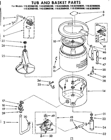 Tub and basket parts