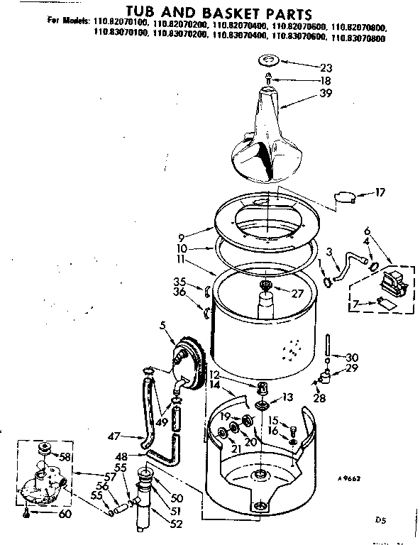 Tub and basket parts