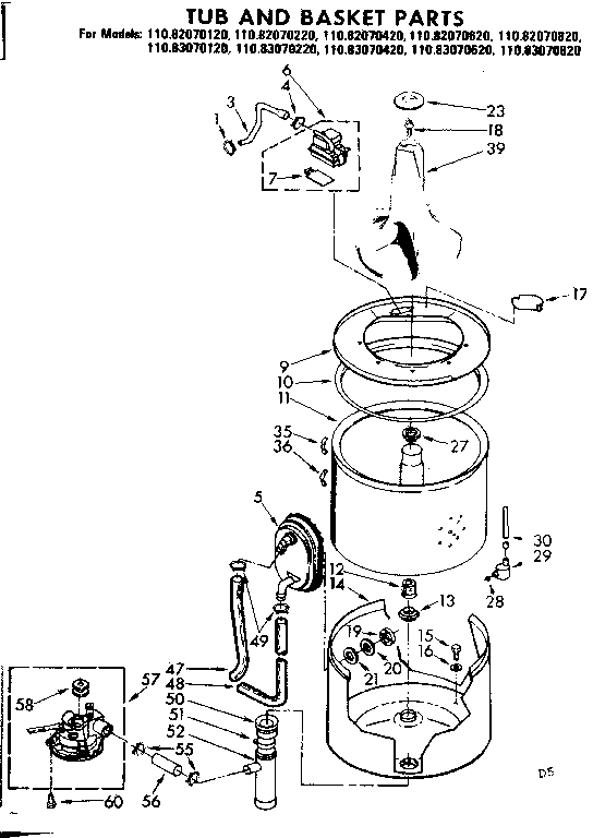 Tub and basket parts