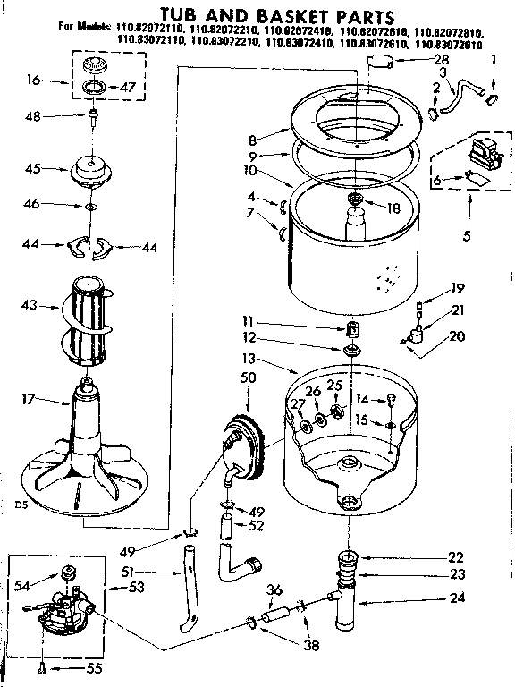 Tub and basket parts