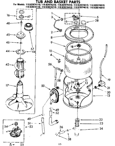 Tub and basket parts