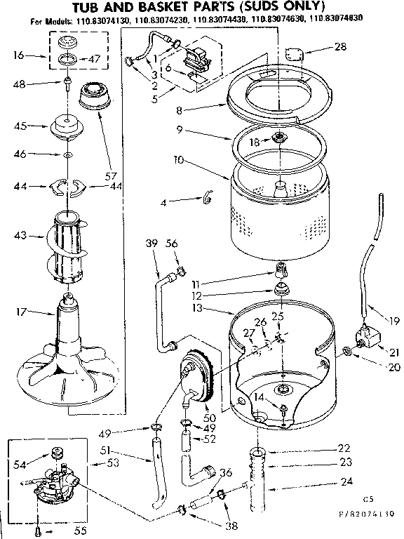 TUB AND BASKET PARTS SUDS ONLY
