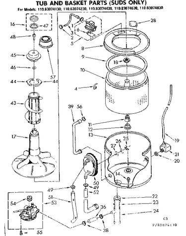 Tub and basket parts suds only