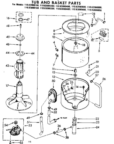 Tub and basket parts