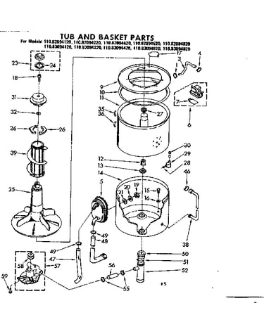 Tub and basket parts
