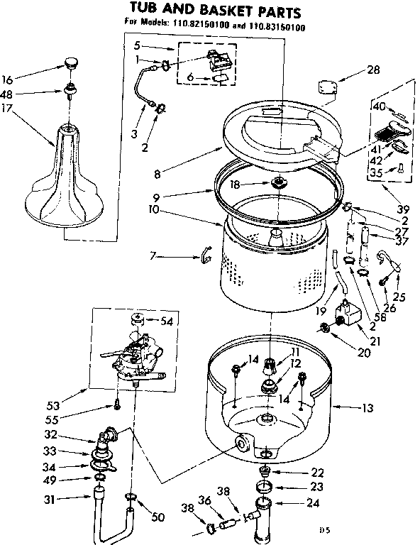 Tub and basket parts