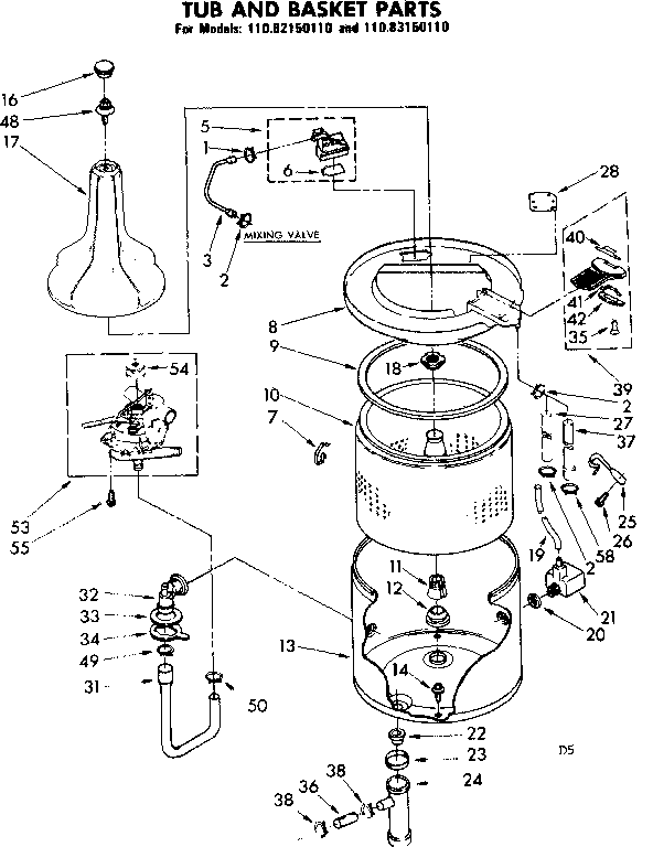 Tub and basket parts