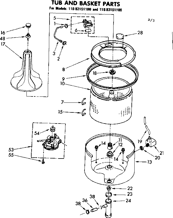 Tub and basket parts
