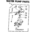 Kenmore 11083160610 water pump parts diagram