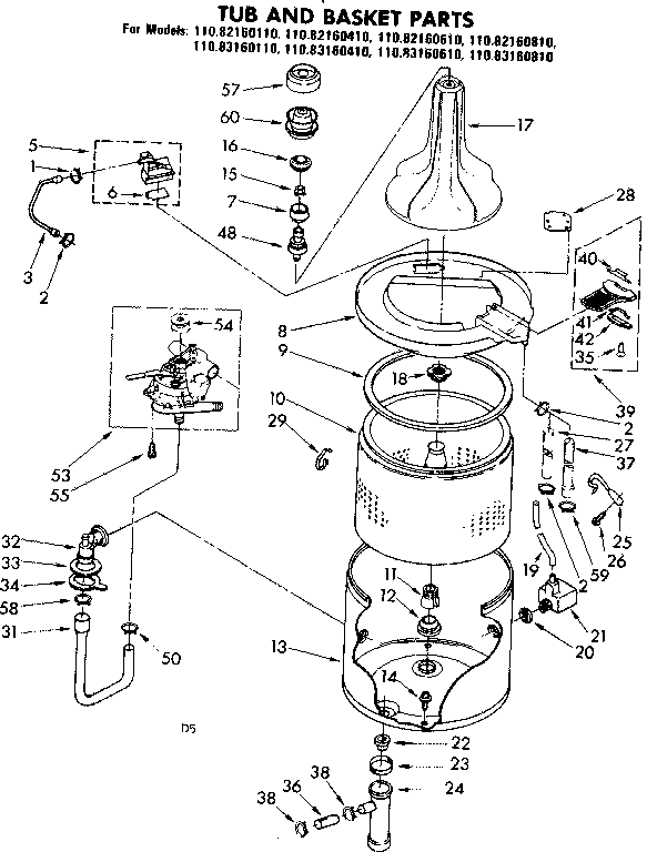 Tub and basket parts