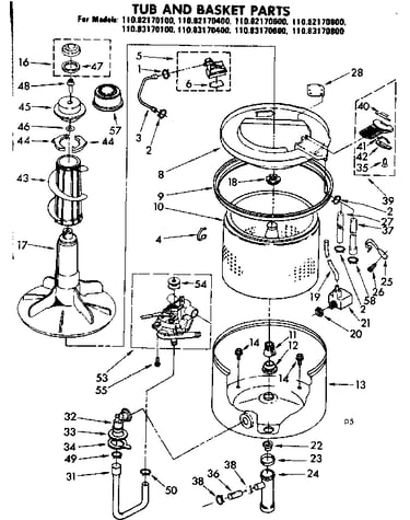 Tub and basket part